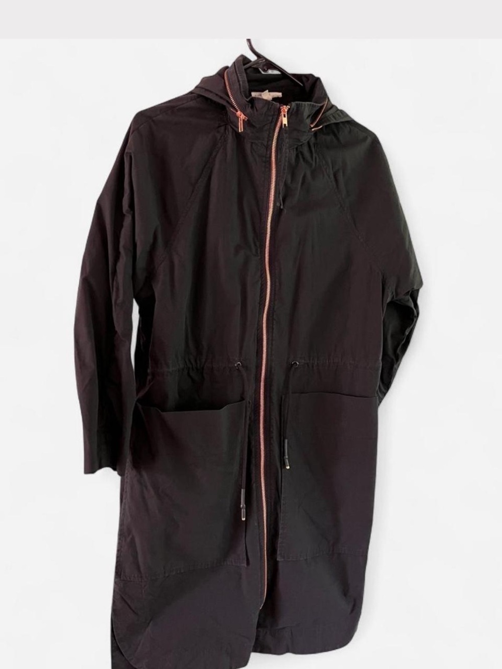 Current Air Black Hooded Utility Jacket with Rose-Gold Zip